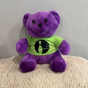 Boohoo Plush Purple Teddy Bear with Green Shirt